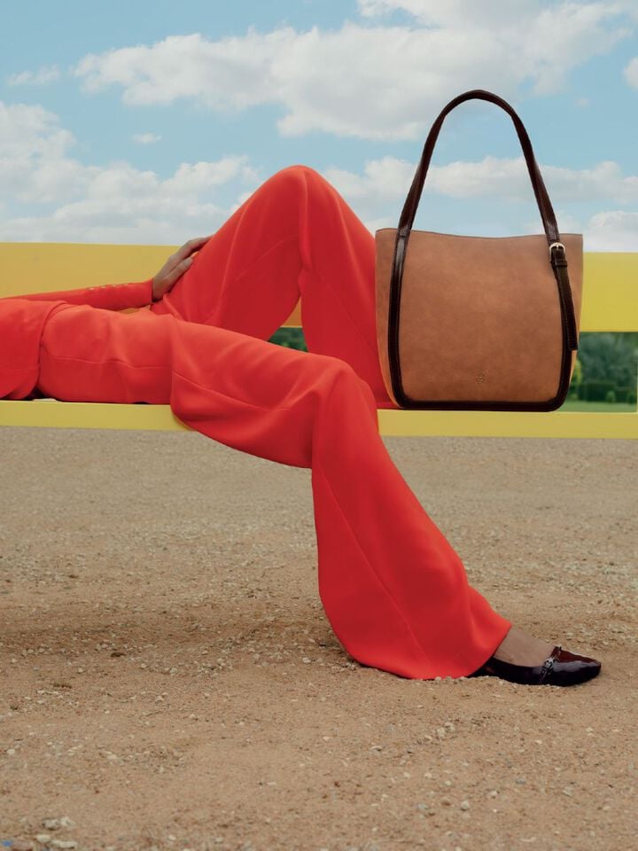 Maren Faux Suede Tote - Tan