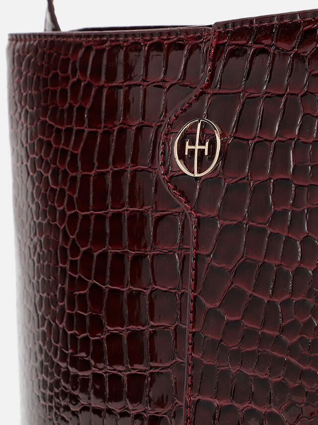 Phoebe Croco Shoulder Bag - Dark Cherry