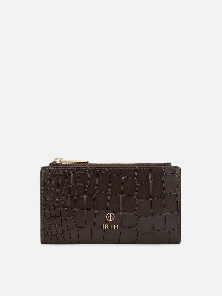 Jude Croco Leather Wallet - Brown