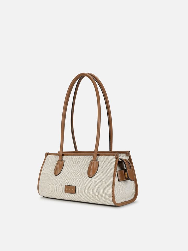 Phoebe Canvas Shoulder Bag - Beige