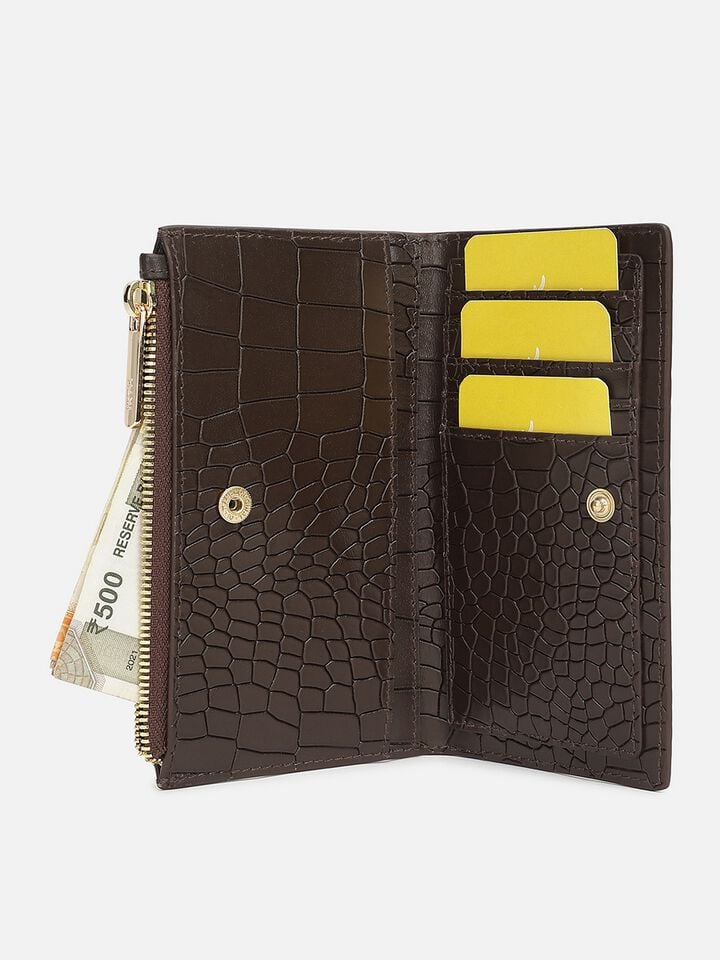 Jude Croco Leather Wallet - Brown