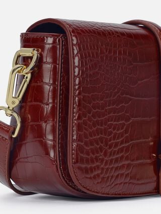 Sophie Croco Shoulder Bag - Dark Cherry