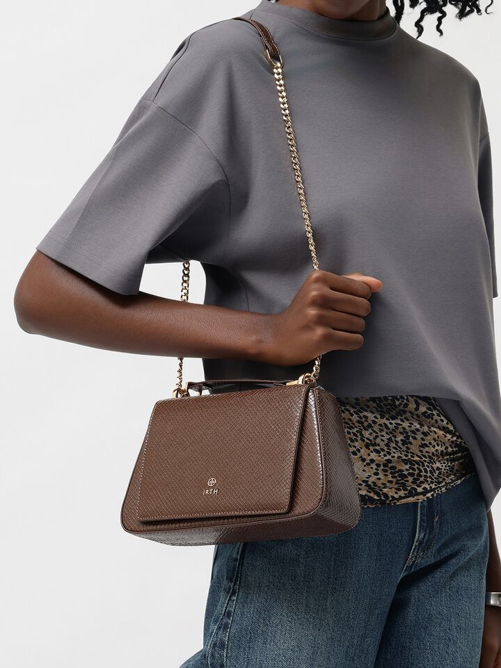 Stevie Snakeskin Sling - Brown