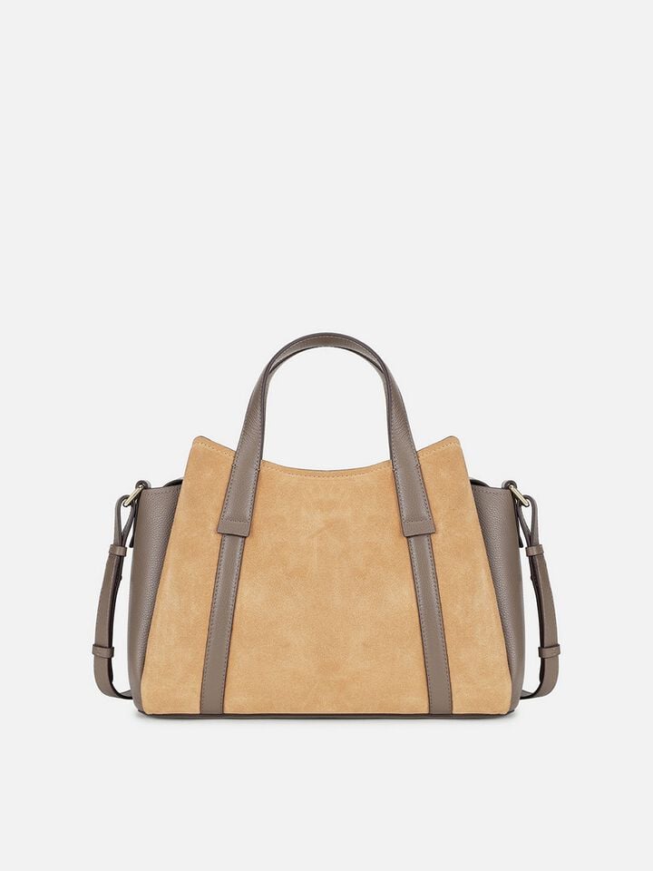 Lily Medium Suede Handheld - Brown