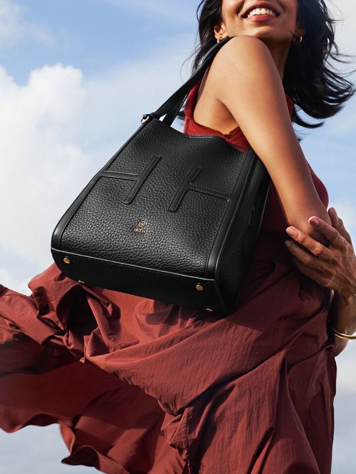 Initials Tall Shoulder Bag - Black