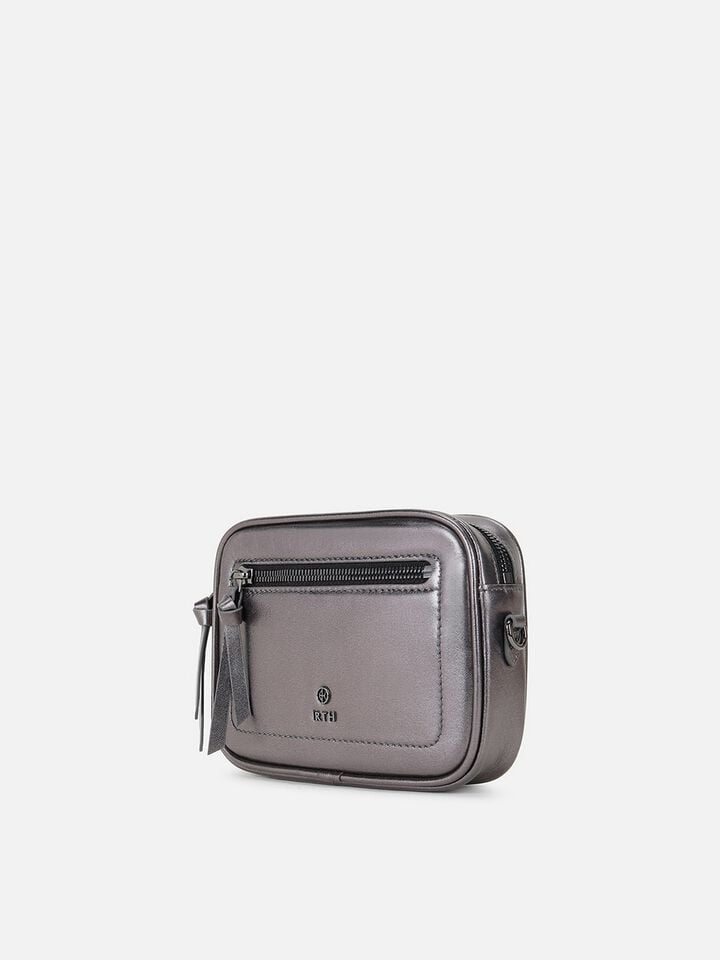 Louisa Leather Metallic Sling - Silver