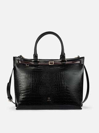 Stephanie Croco Work Bag - Black