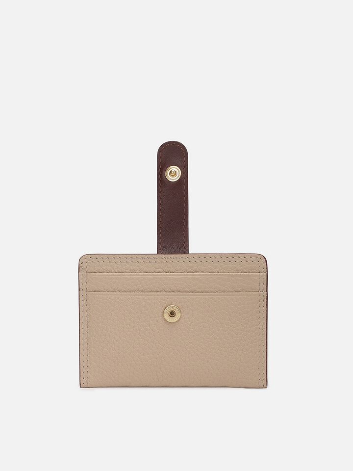 Snap Leather Card Holder - Black
