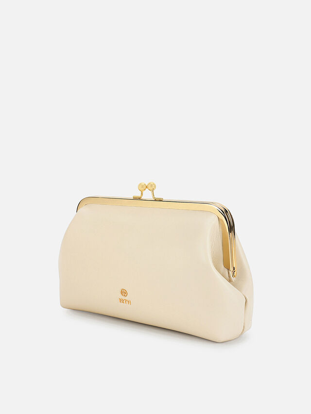 Juliet Medium Kiss Lock Clutch - Off-White