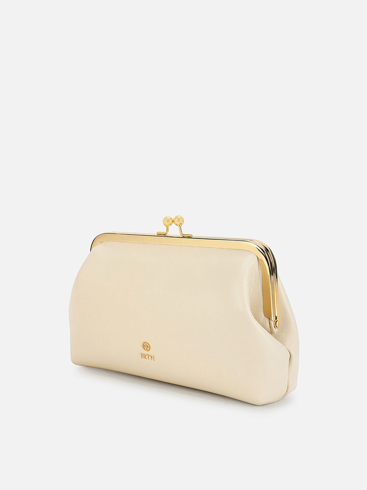 Juliet Medium Kiss Lock Clutch - Off-White