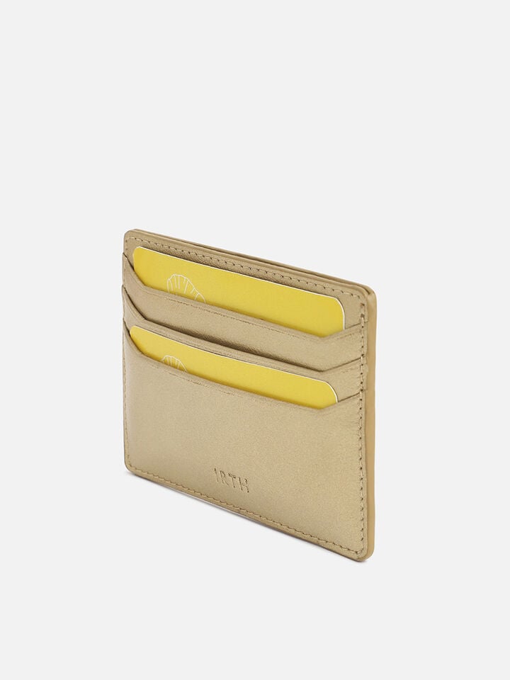 Tuck Leather Card Holder - Gold