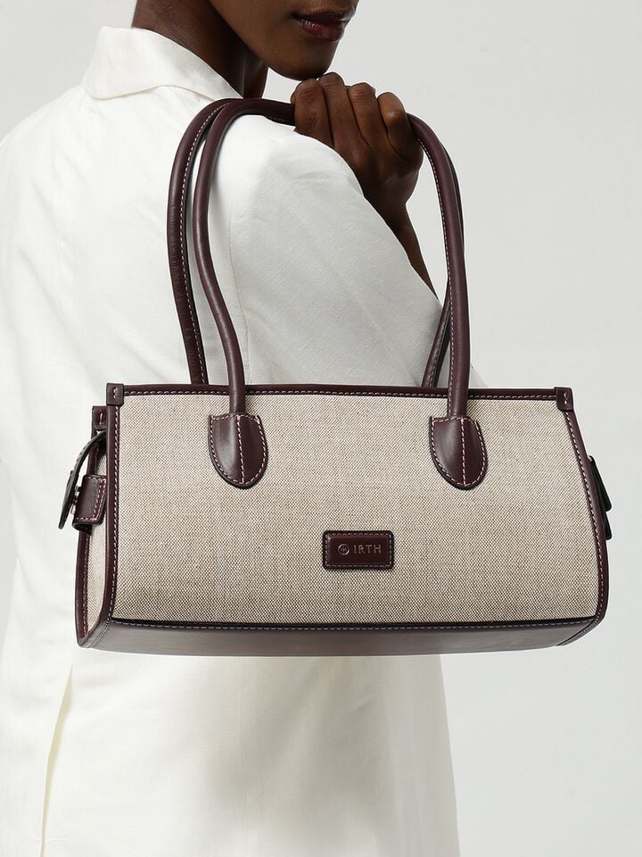 Phoebe Canvas Shoulder Bag - Brown