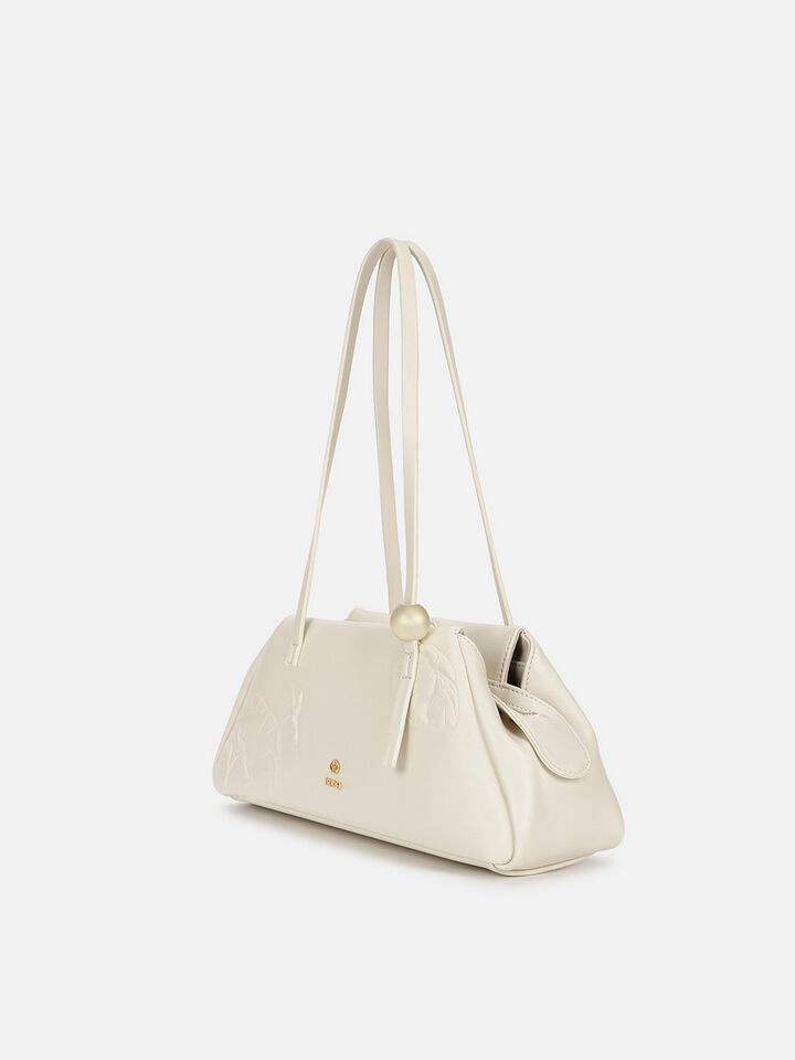 Emma Embossed Shoulder Bag - Off-White