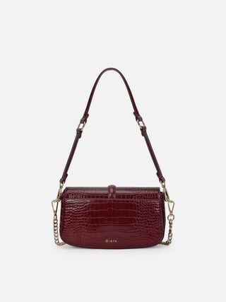Sophie Croco Shoulder Bag - Dark Cherry
