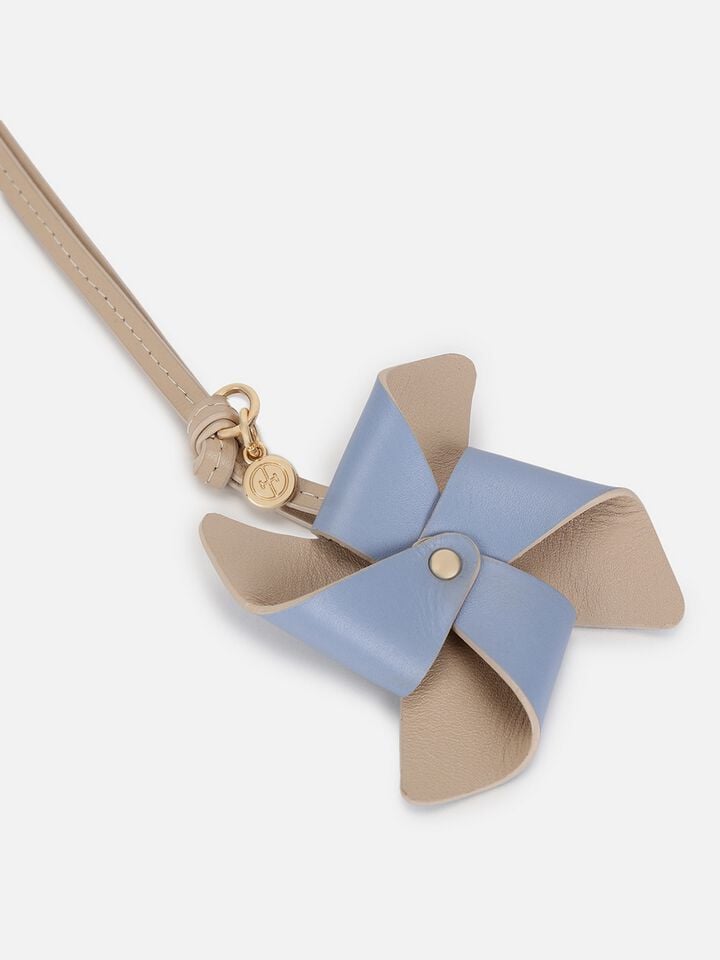 Pinwheel Leather Bag Charm - Blue