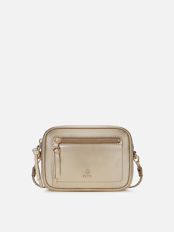 Louisa Leather Metallic Sling - Gold