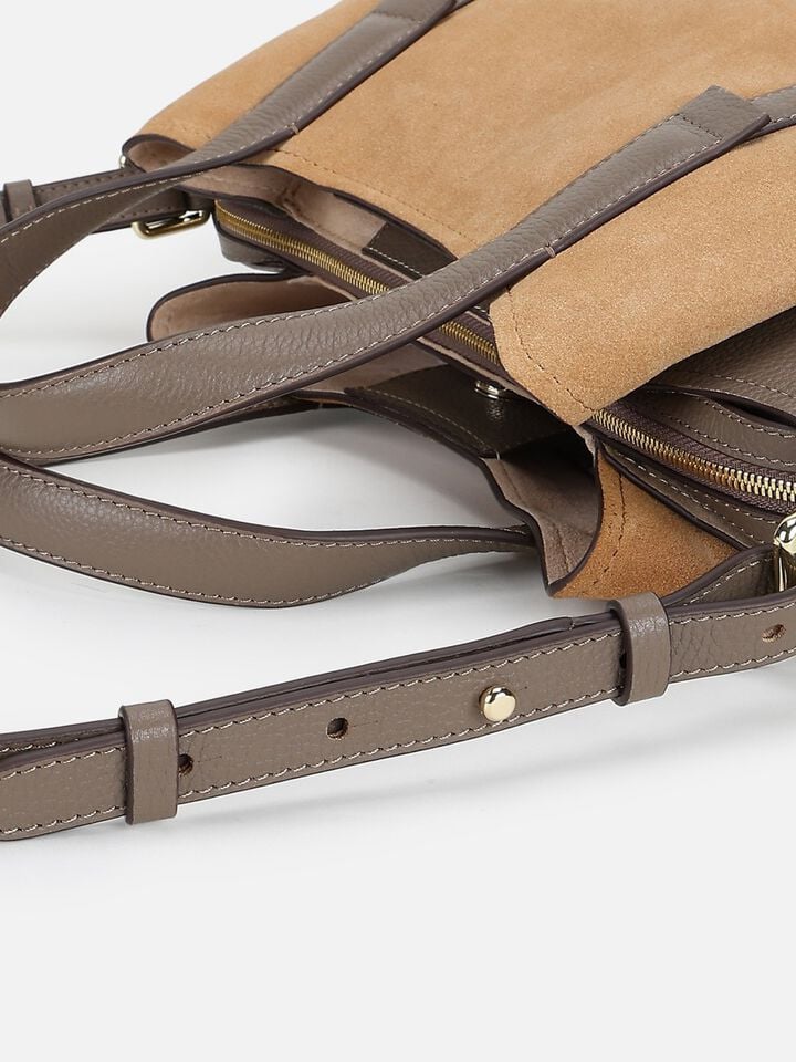 Lily Medium Suede Handheld - Brown