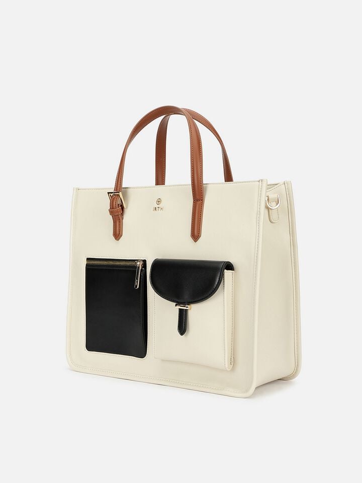 Roxanne Colour-Block Work Bag - Off-White 