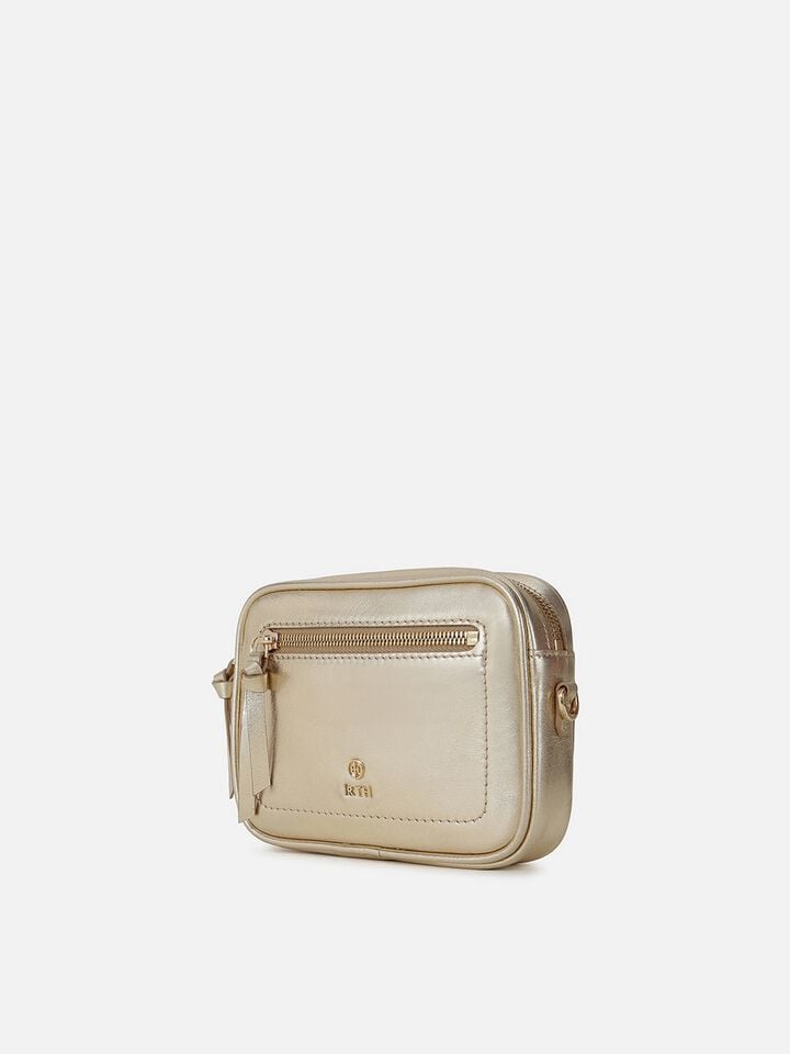 Louisa Leather Metallic Sling - Gold