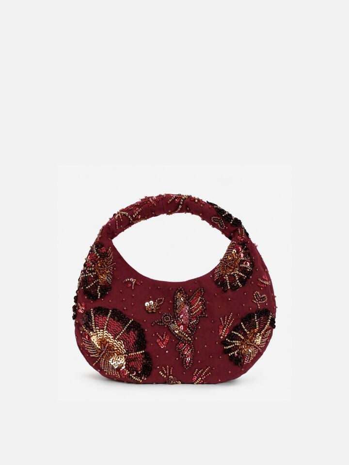 Tara Beaded Sparkles Handheld - Dark Cherry