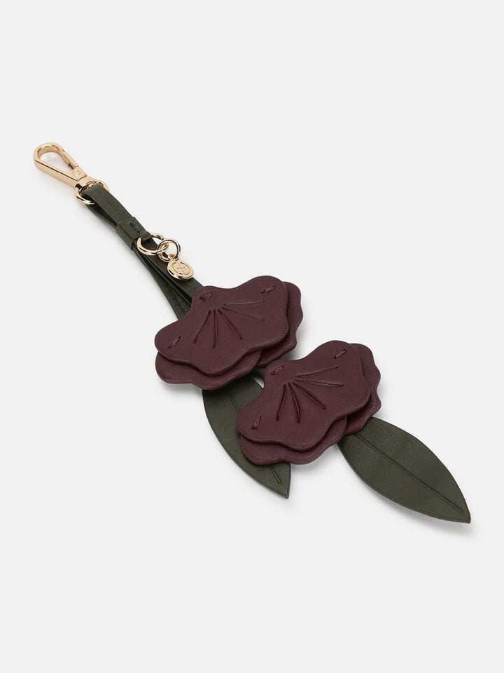 Poppies Leather Bag Charm - Dark Cherry