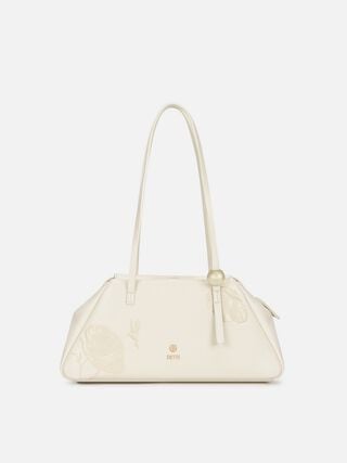 Emma Embossed Shoulder Bag - Off-White