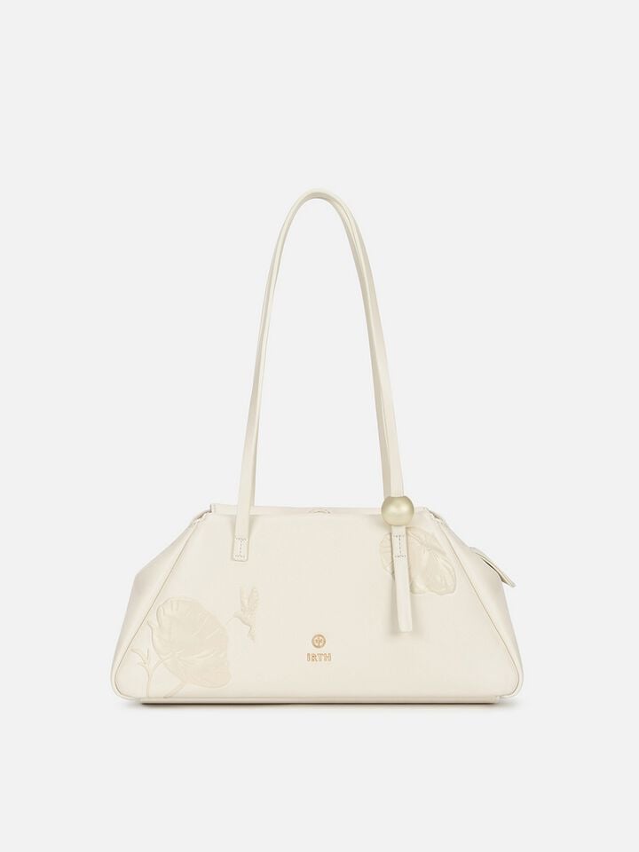 Emma Embossed Shoulder Bag - Off-White