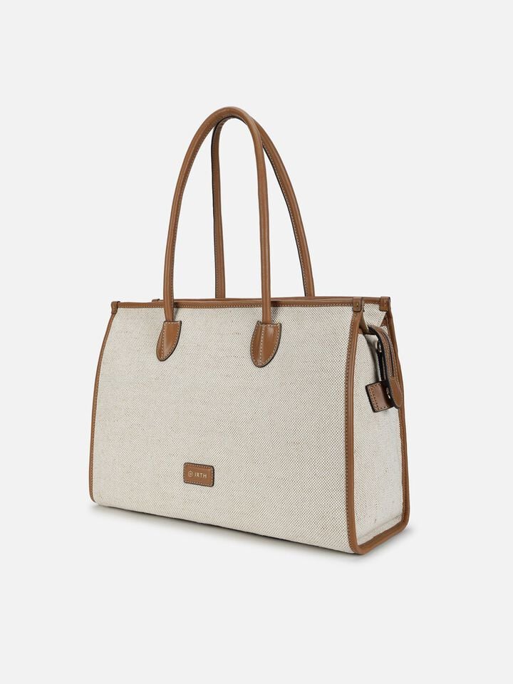 Phoebe Canvas Work Bag - Beige