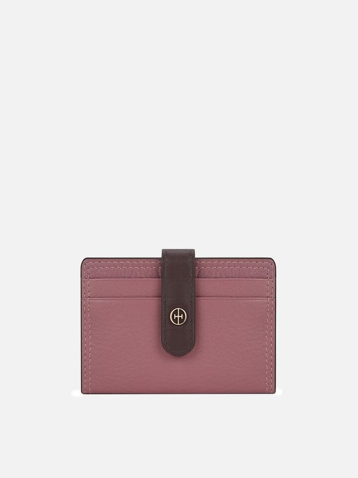 Snap Leather Card Holder - Pink