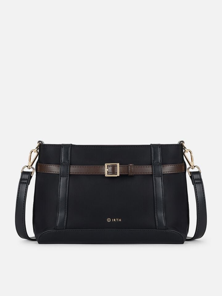 Thea Nylon Sling Bag - Black