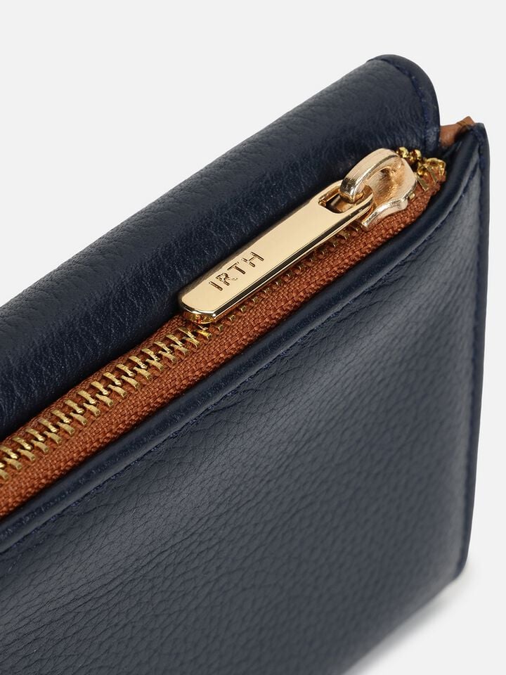 Ryan Leather Wallet Small - Navy