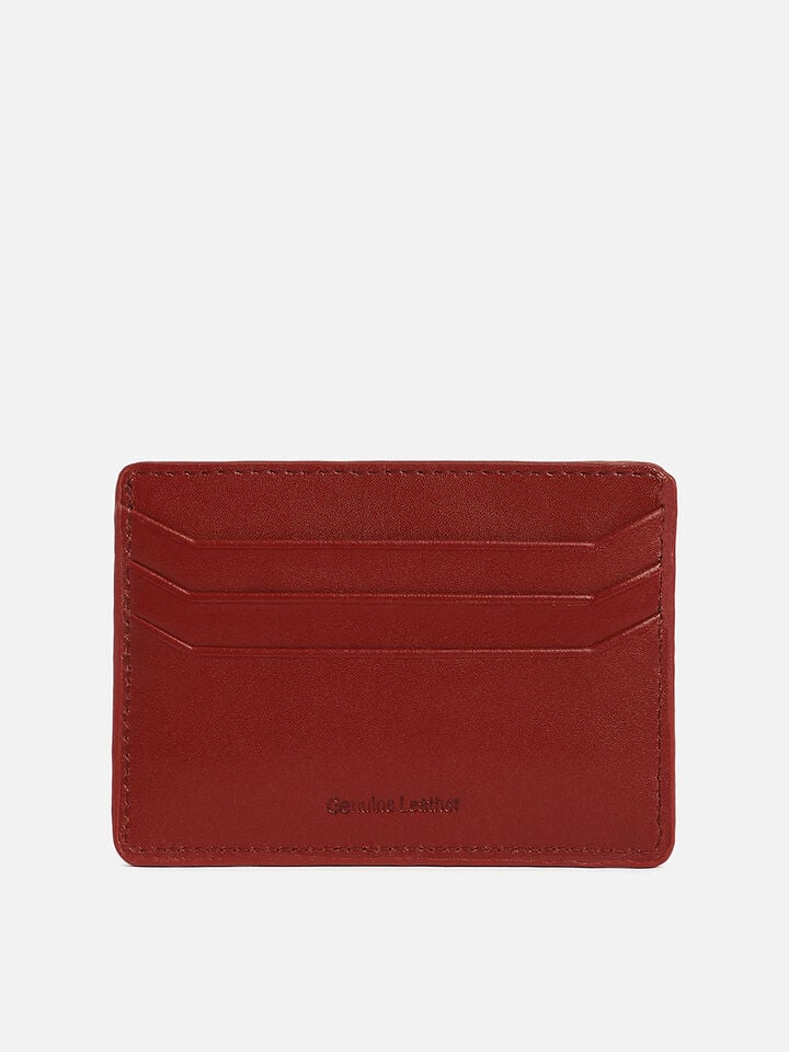 Tuck Leather Card Holder - Red
