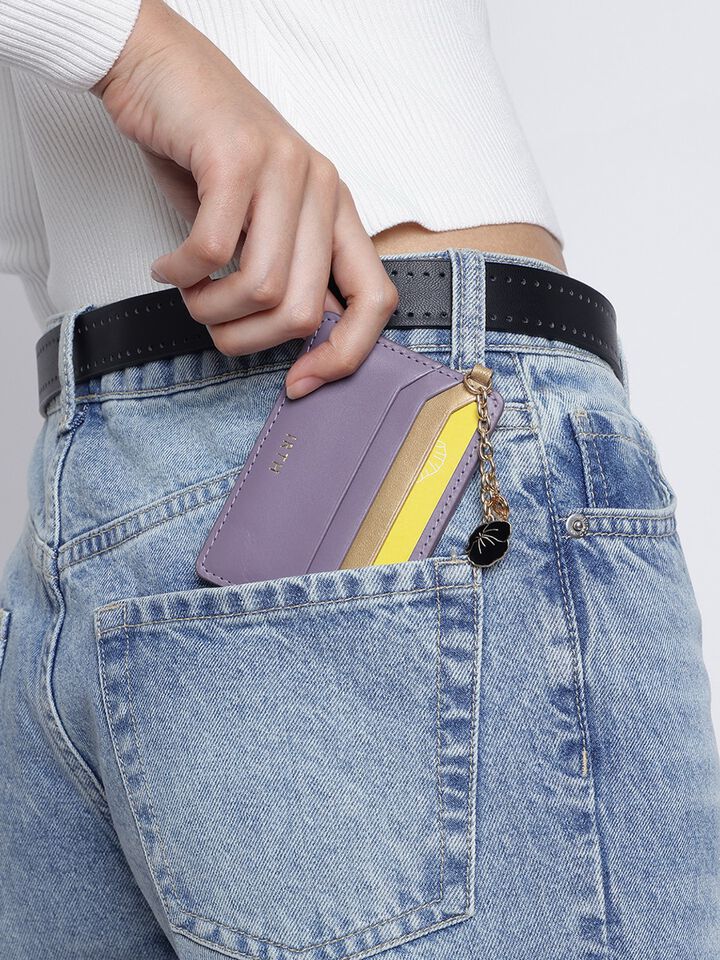 Tuck Leather Card Holder - Grape