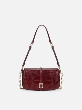 Sophie Croco Shoulder Bag - Dark Cherry