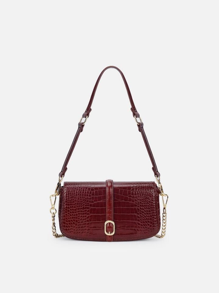 Sophie Croco Shoulder Bag - Dark Cherry