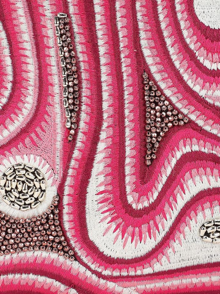 Beaded Threads Leather Handheld - Pink