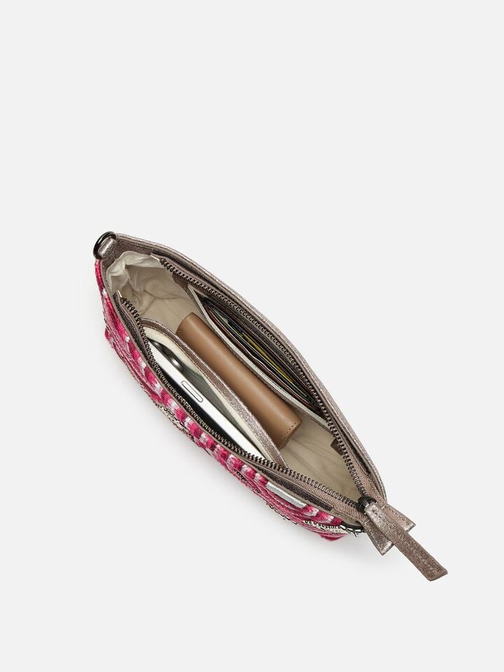 Beaded Threads Leather Handheld - Pink