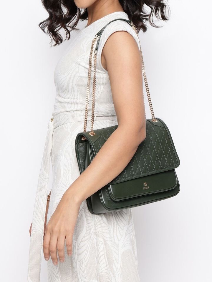 Lynn Leather Shoulder Bag - Green