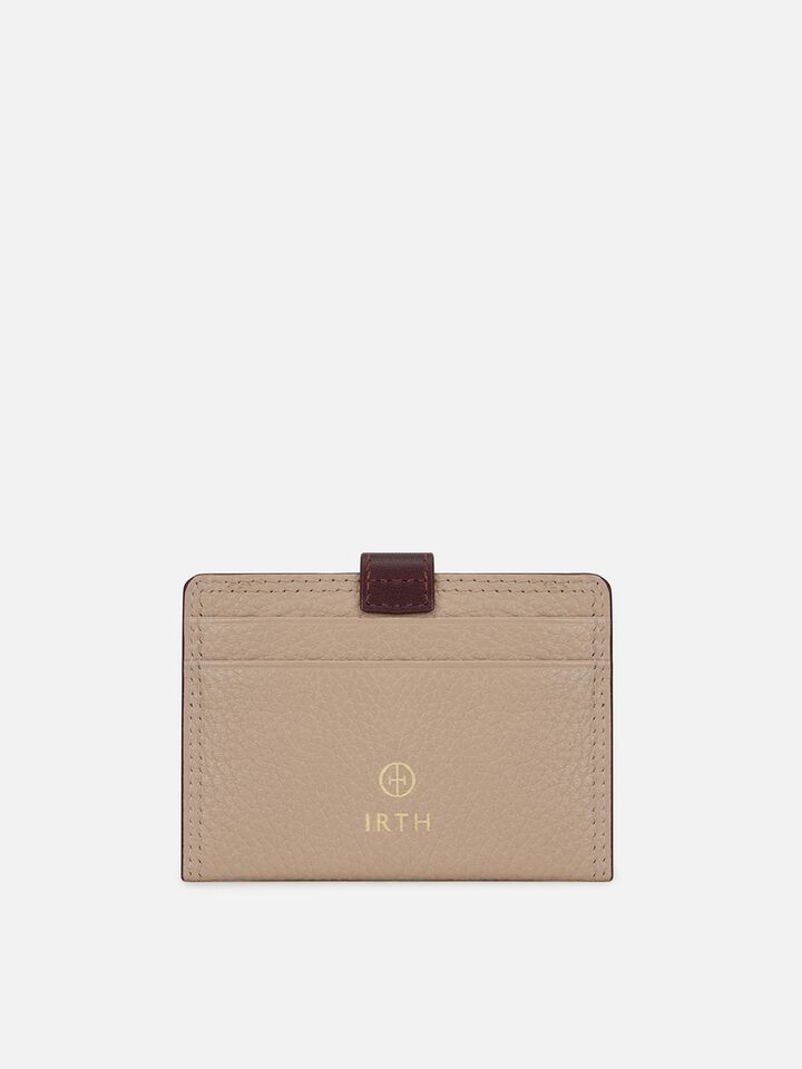 Snap Leather Card Holder - Black