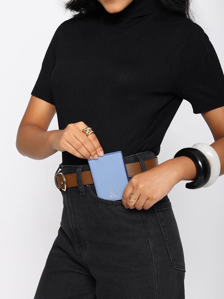 Stash Leather Card Holder - Blue
