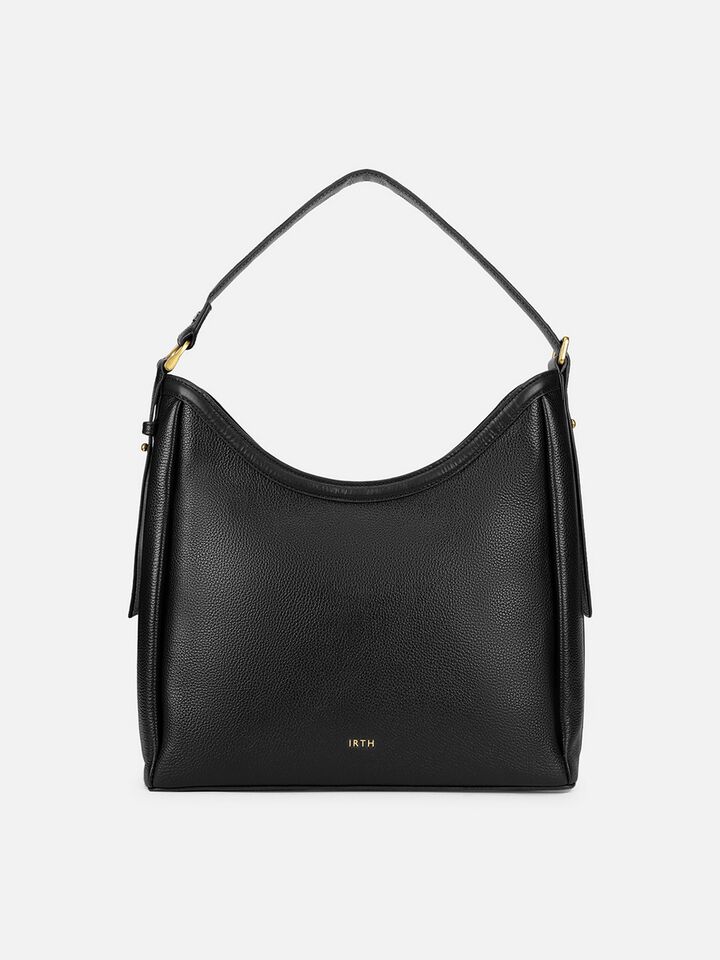 Lillian Black Leather Shoulder Bag by IRTH House of Titan Shop