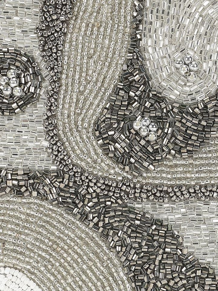 Beaded Threads Leather Sling - Silver