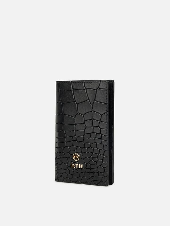 August Croco Leather Wallet - Black