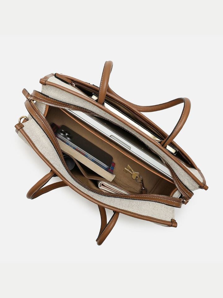 Phoebe Canvas Work Bag - Beige