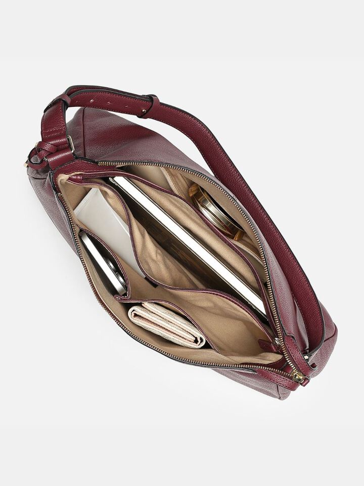 Lucy Leather Shoulder Bag - Dark Cherry