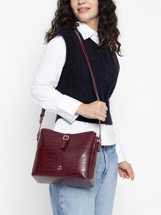 Esme Croco Sling - Dark Cherry