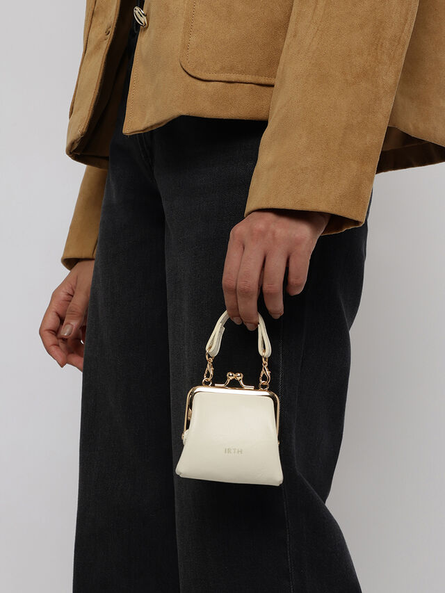 Juliet Leather Miniature Kiss Lock - Off-White