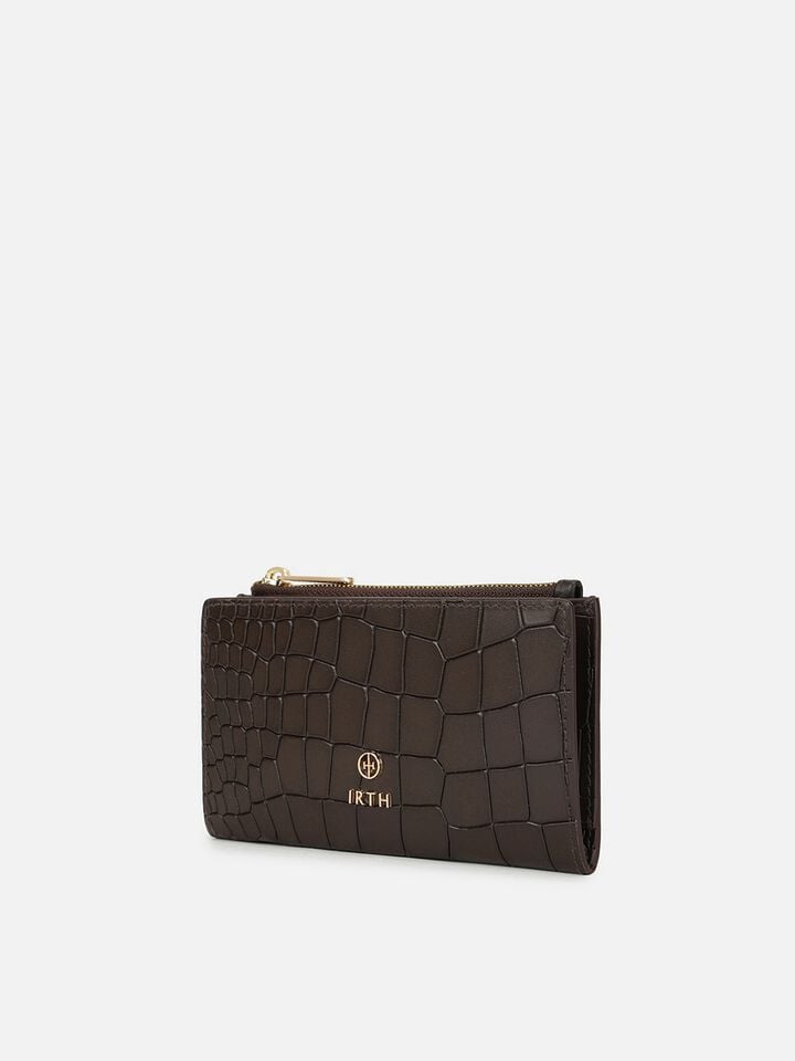 Jude Croco Leather Wallet - Brown