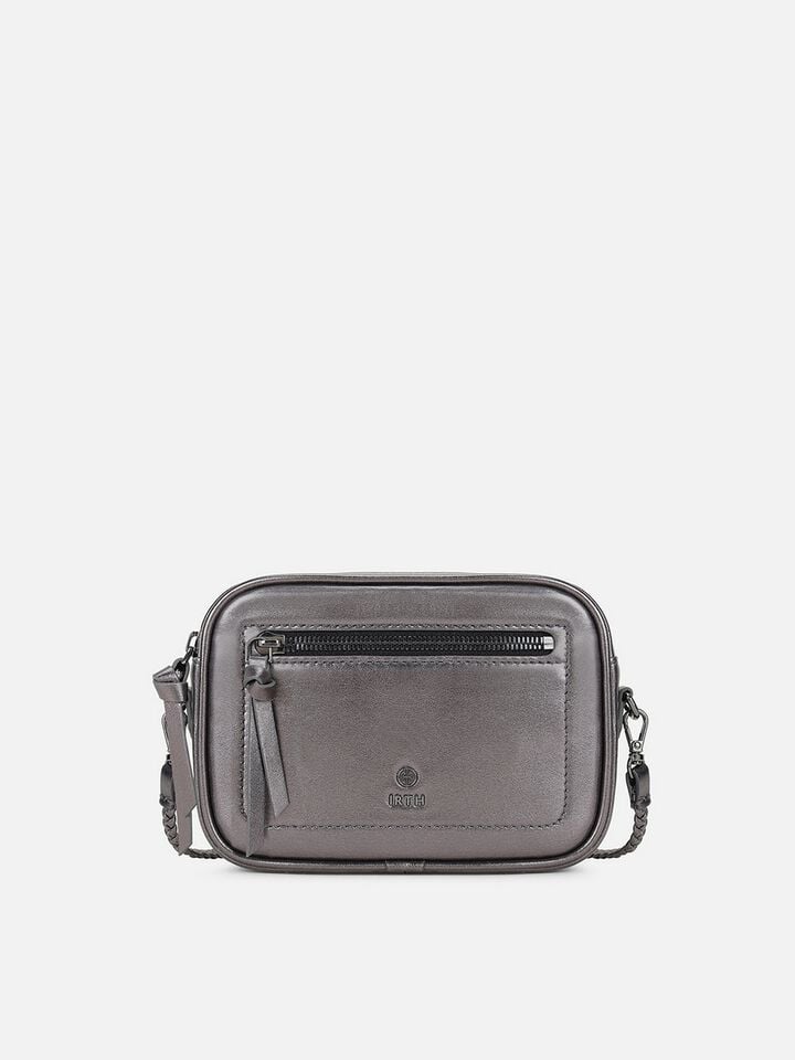 Louisa Leather Metallic Sling - Silver