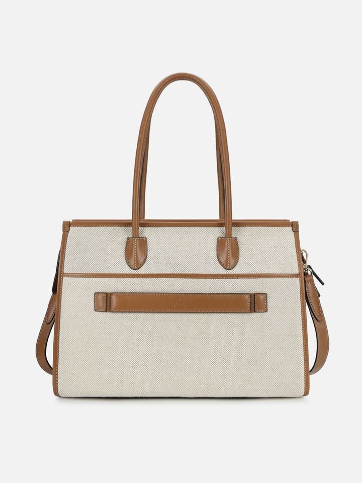 Phoebe Canvas Work Bag - Beige